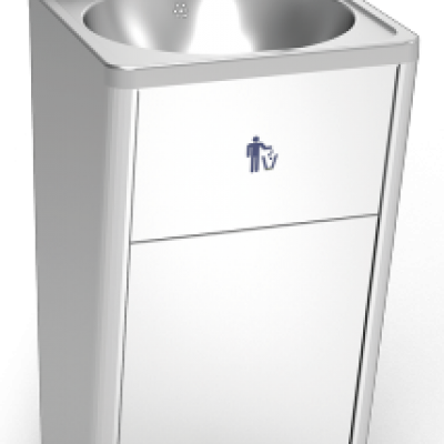 Mobile hand washbasin with self-contained free standing system, high flow