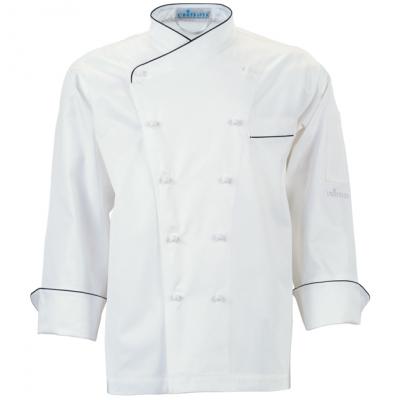 [Royal] Double Breasted Jacket with Piping - Micro Fiber White & Black piping