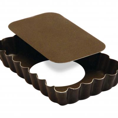 Tin Rectangle Fluted Tart Mould w/Loose Base