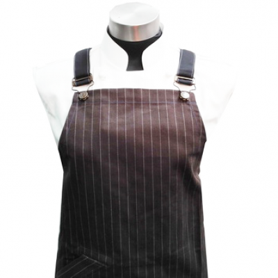 Premier Collection New Cross Back Apron, Brown White Stripes
