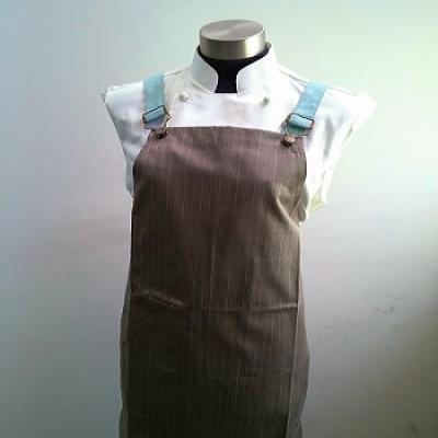 Premier Collection New Cross Back Apron, Japan Khaki Brown Stripes