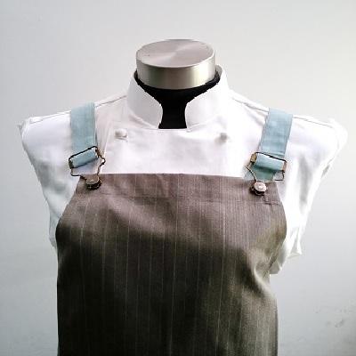 Premier Collection New Cross Back Apron, Japan Khaki Brown Stripes