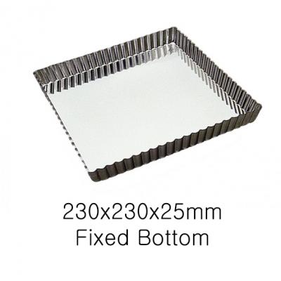 Rectangular Fluted Fixed Bottom Tart Mould-230x230x25mm