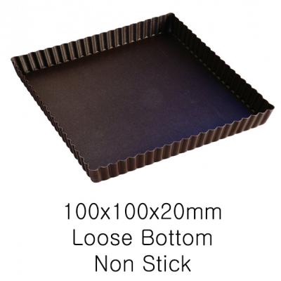 Square Fluted Loose Bottom Tart Mould-100x100x20mm