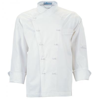 [Royal] Double Breasted Jacket with Piping - Micro Fiber White & White piping